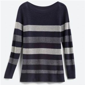 Stitch Fix Market & Spruce Tawnee Cotton Blend Waffle Stitch Sweater Navy Blue M